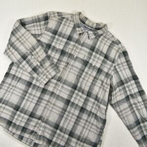 The North Face Mens XXL Plaid Flannel Shirt Long Sleeve Heavyweight Gray White